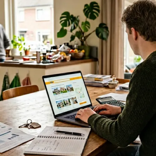 AI beeld van jongvolwassenen die thuis blijven wonen door huidige woningmarkt